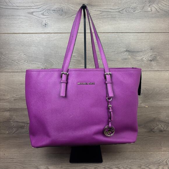 Michael Kors Jet Set Travel Large Saffiano Leather Tote Bag Pink - NWT - Picture 1 of 15